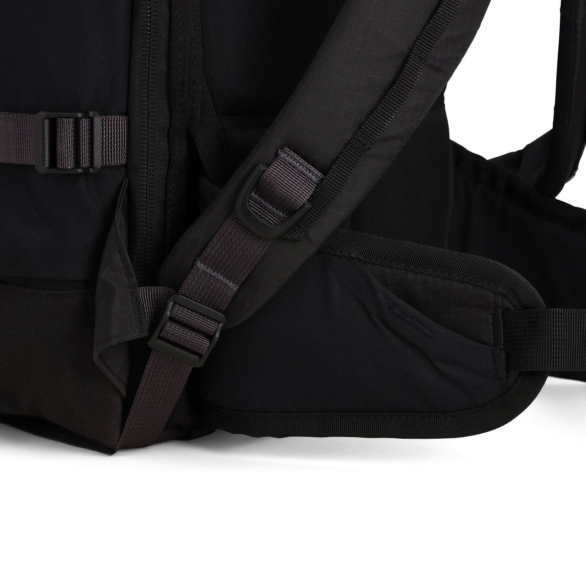 General Detail shot of Topo Designs Rover Trail Pack 22L in "Black / Neutral"