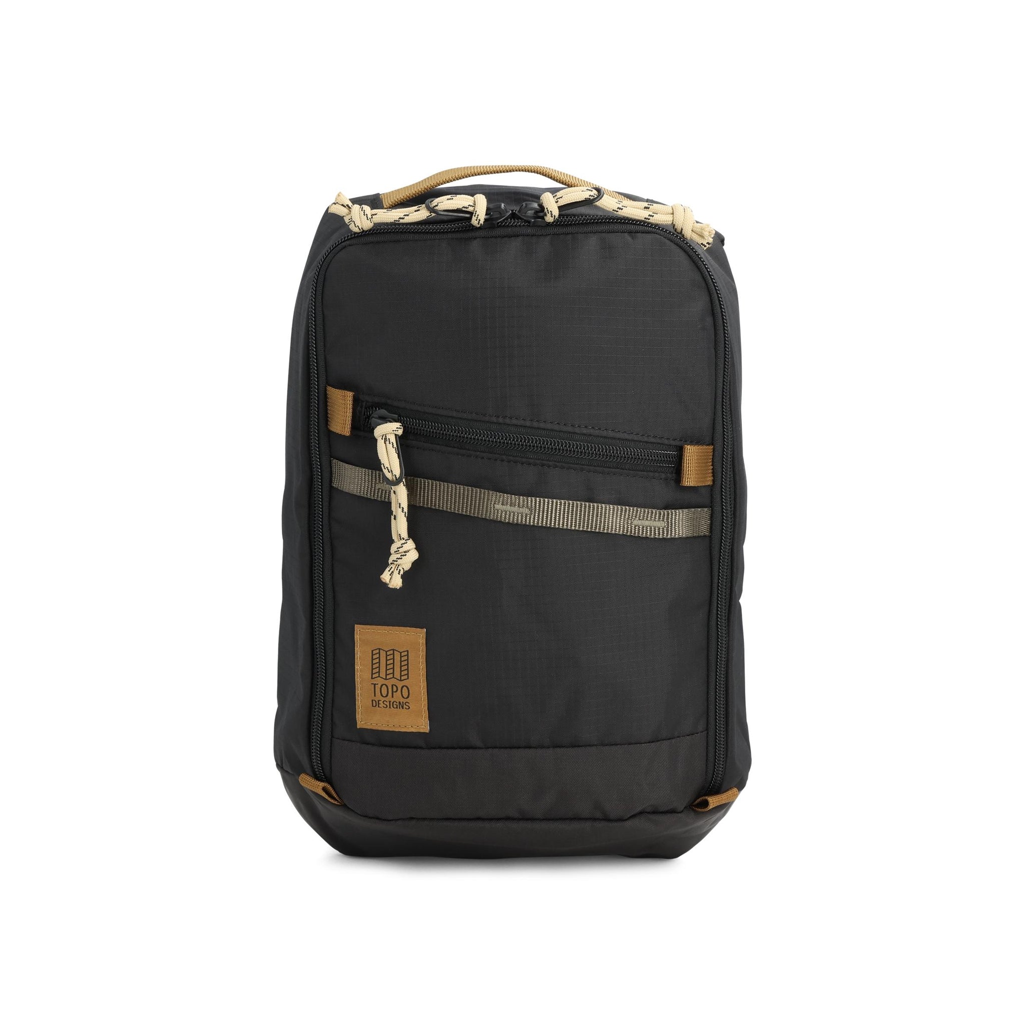 Front View of Topo Designs Mountain Sling Bag in "Black / Neutral"