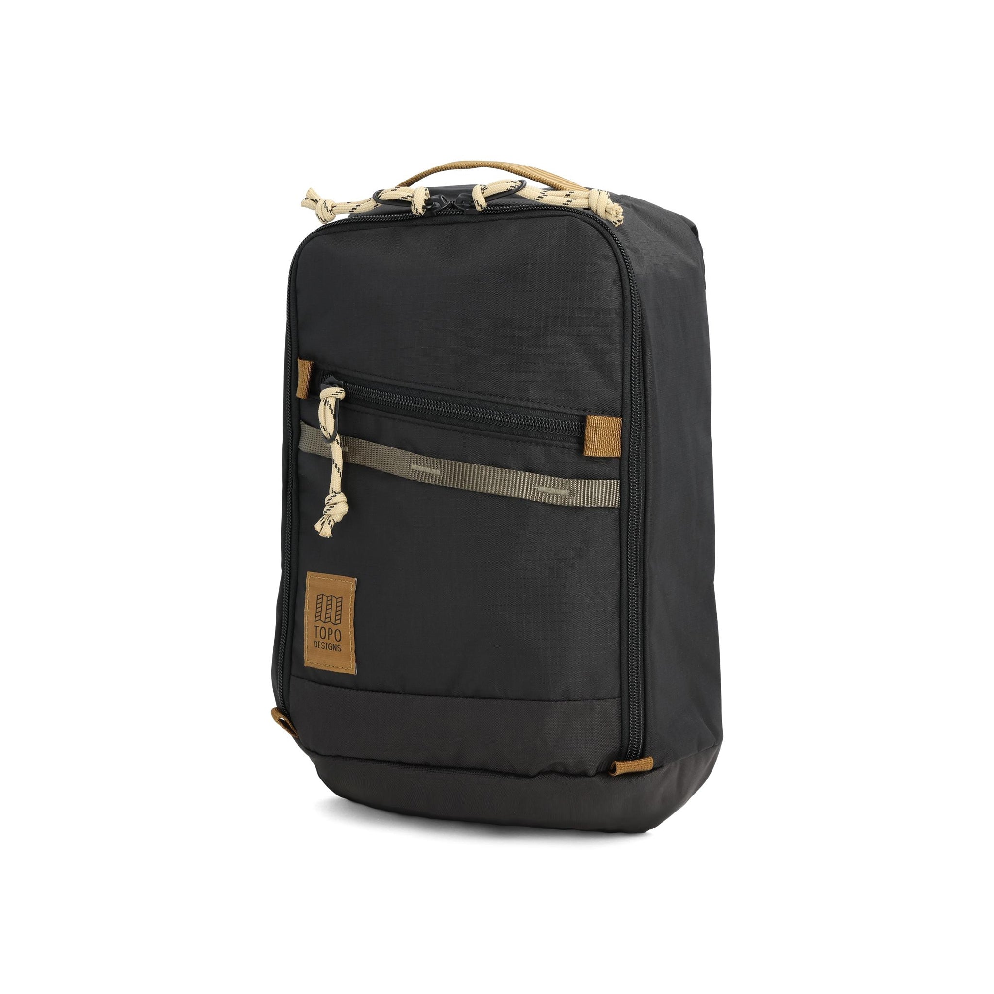 Front View of Topo Designs Mountain Sling Bag in "Black / Neutral"