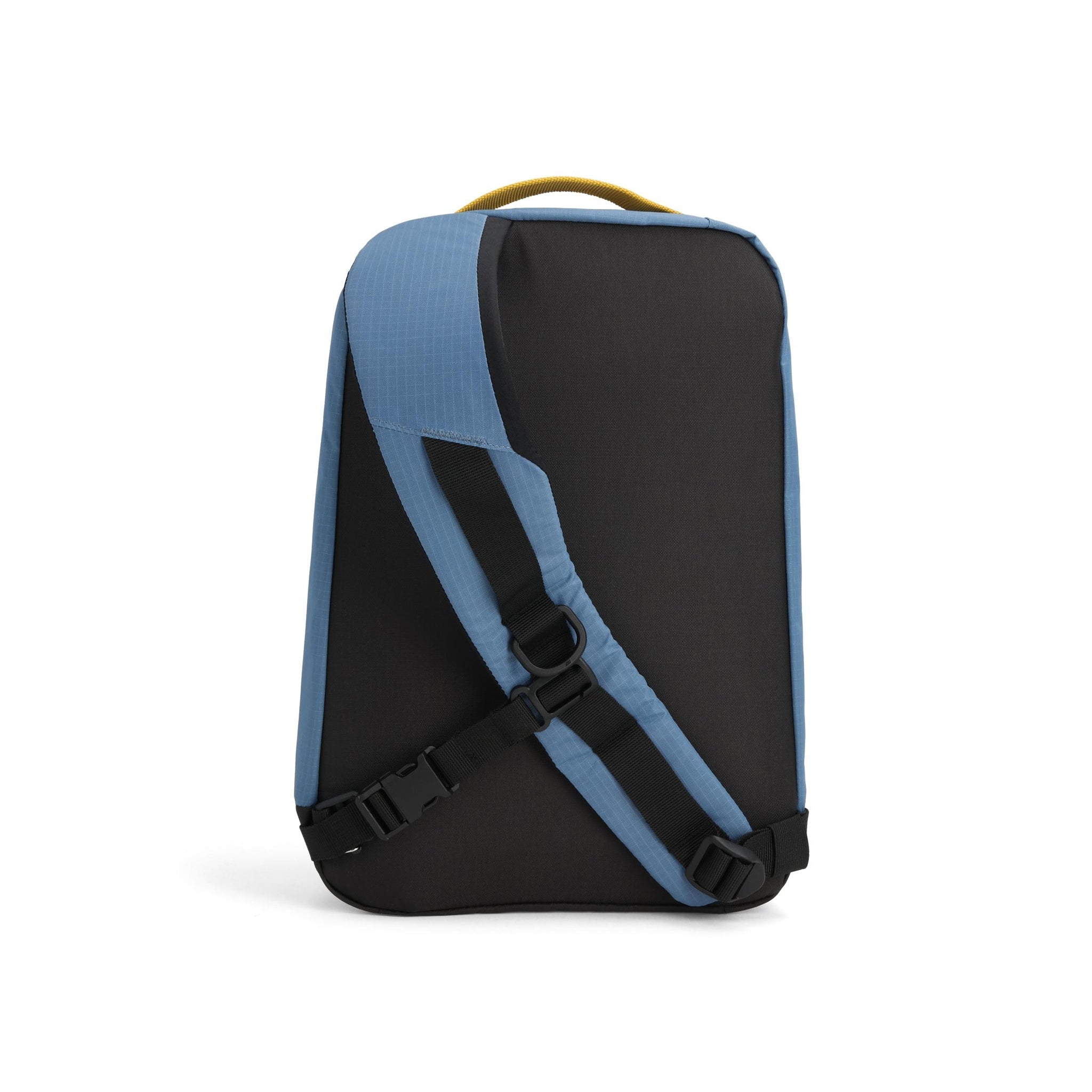 Back View of Topo Designs Mountain Sling Bag in "Stone Blue / Bone White"