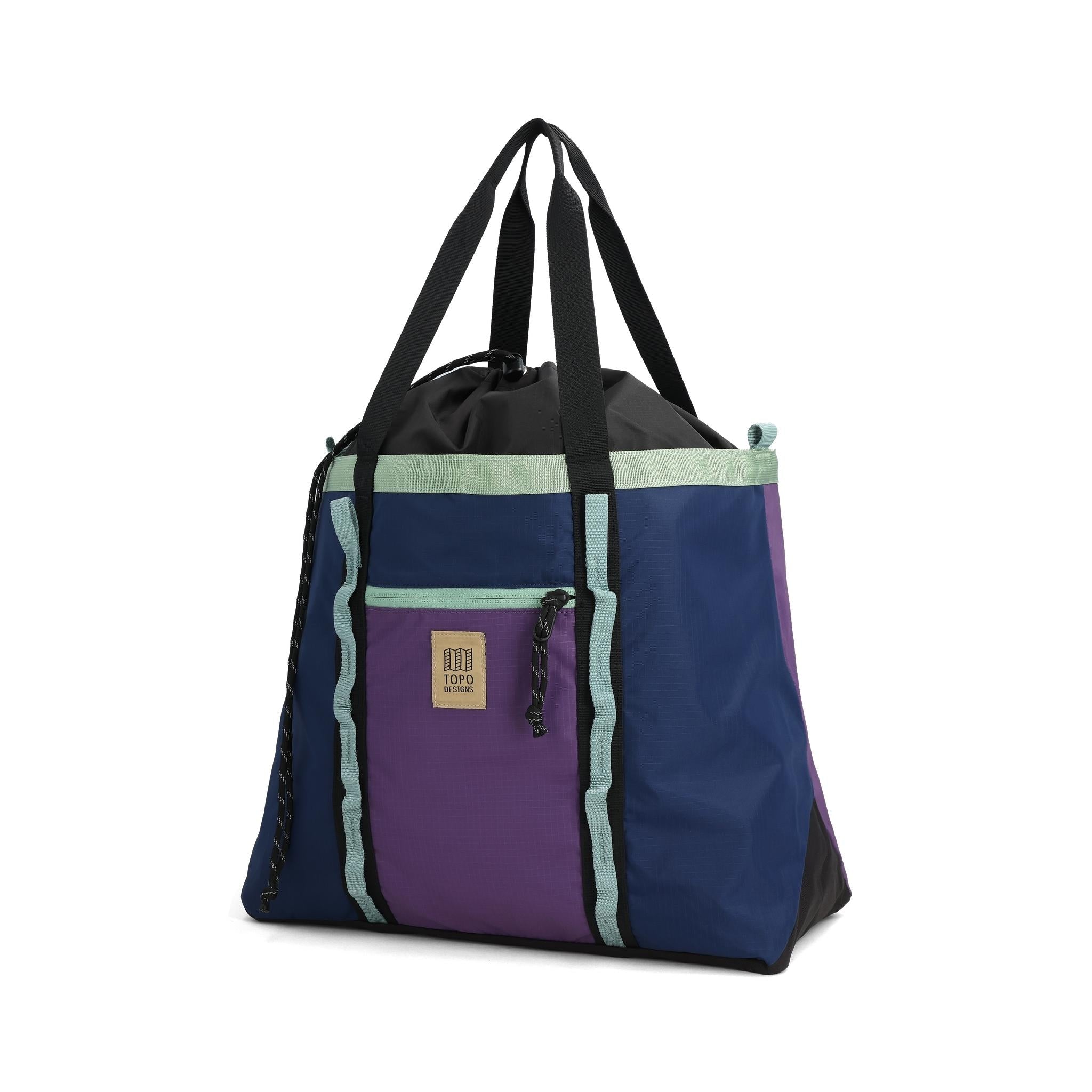 Front View of Topo Designs Mountain Utility Tote in "Midnight / Loganberry"