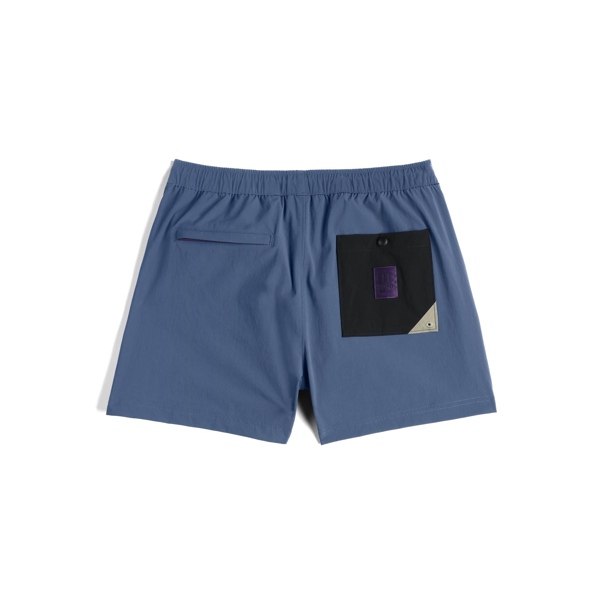 Back View of Topo Designs Mesa Shorts - Women's in "Stone Blue / Black"