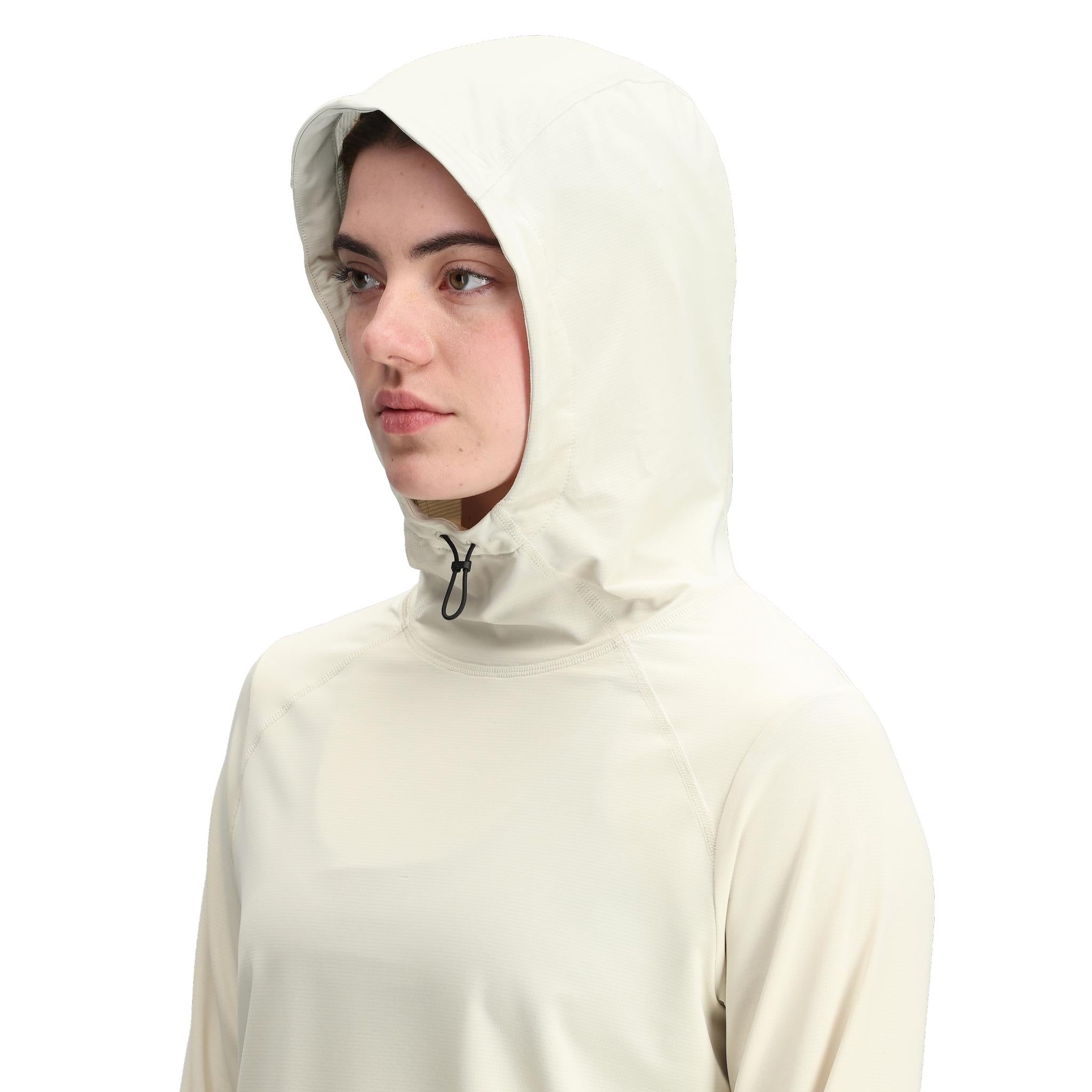 General Detail shot of Topo Designs Sun Hoodie - Women's in "Bone White"