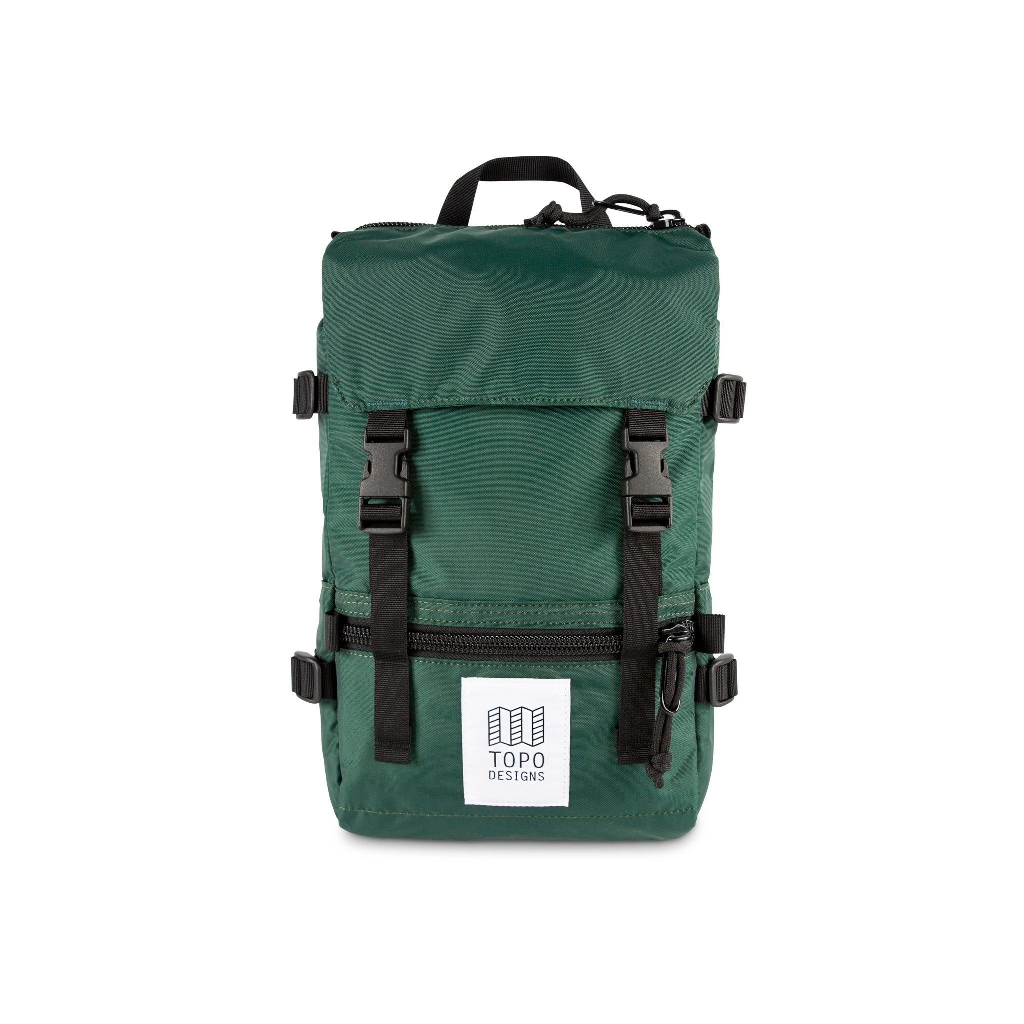 Topo Designs Rover Pack Mini backpack in "Forest" green.
