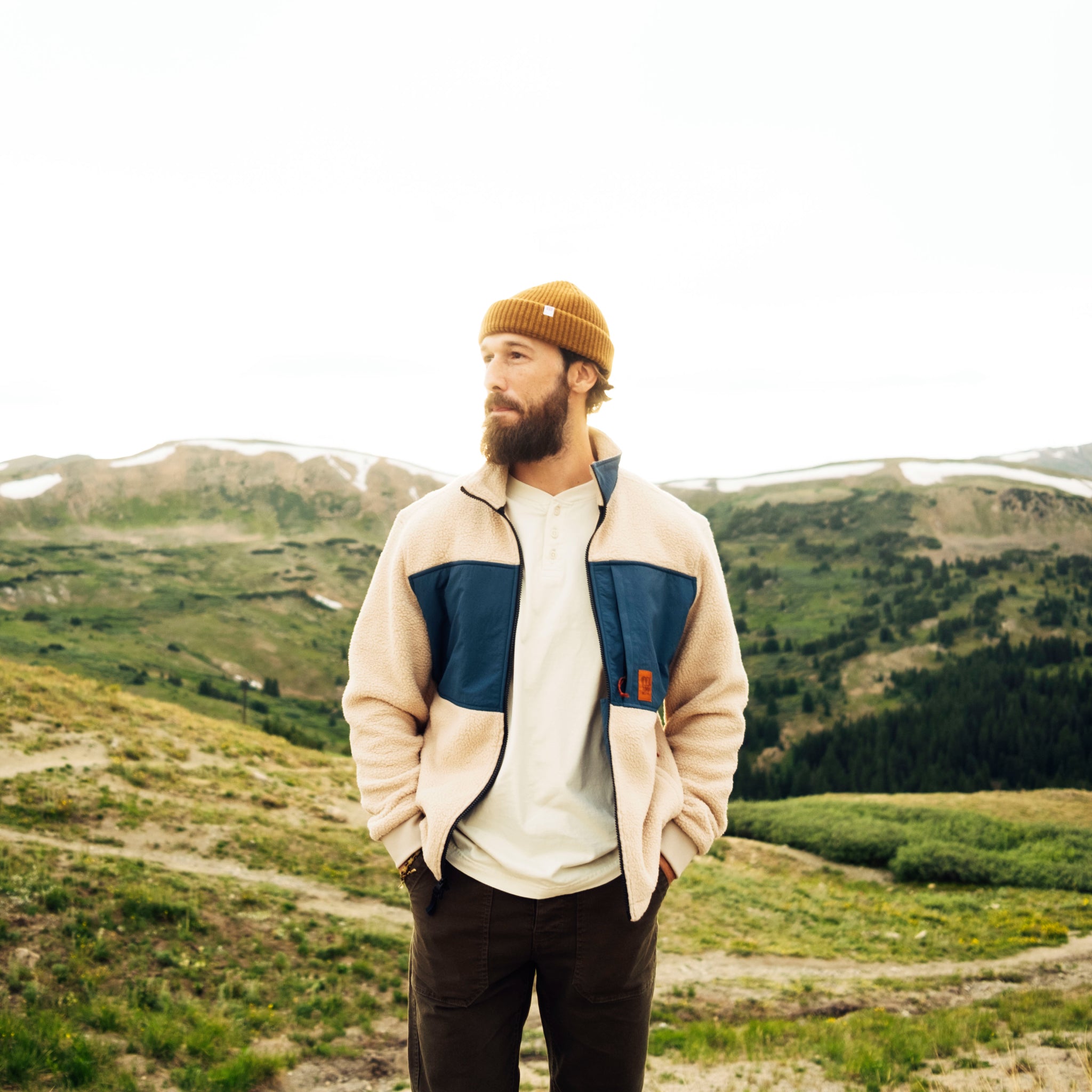 Summit Rise Full Zip Jacket Men Oatmeal Pond Blue | Topo Designs EU
