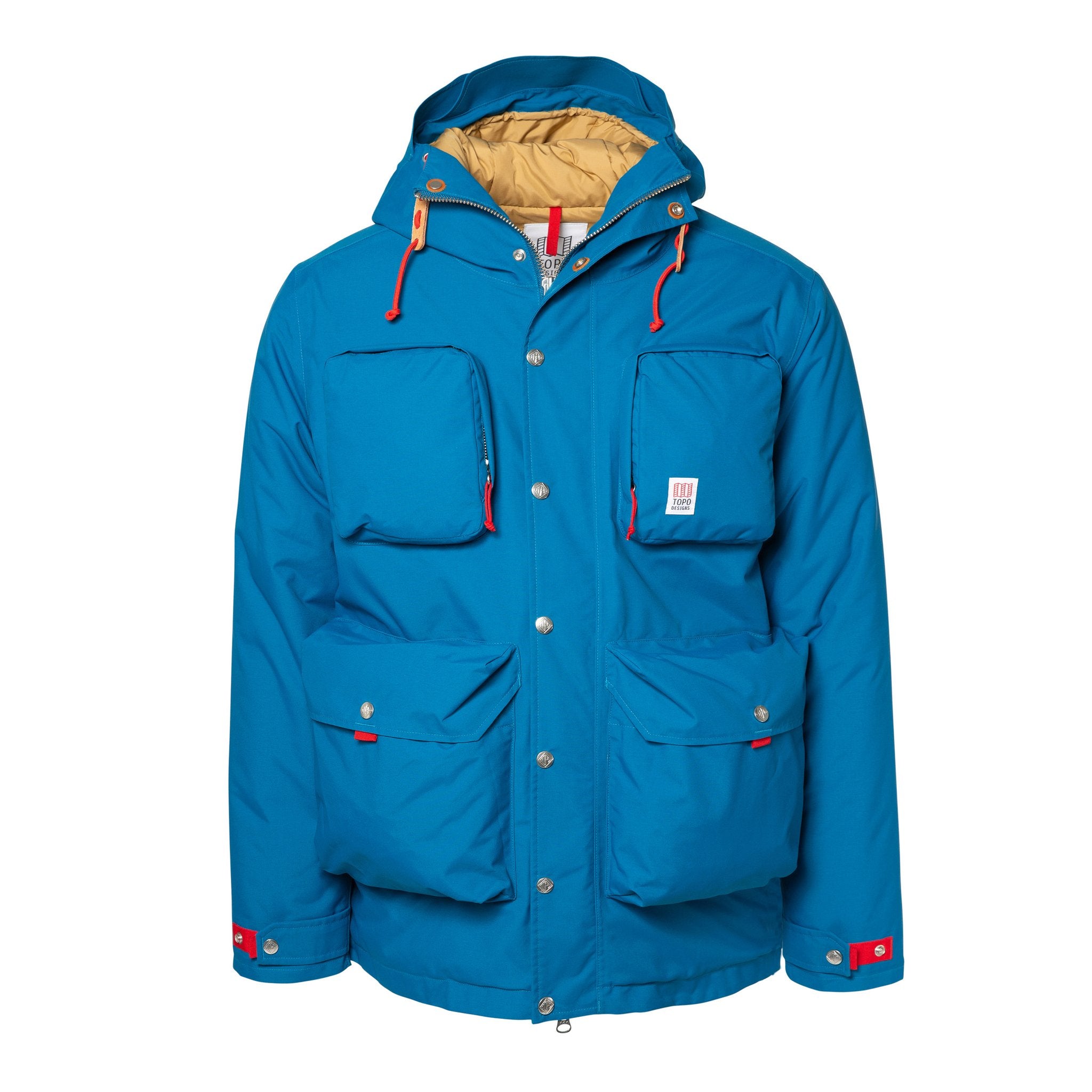 Product shot of men's mountain jacket in blue