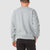 Back model shot of men's globel sweater in gray