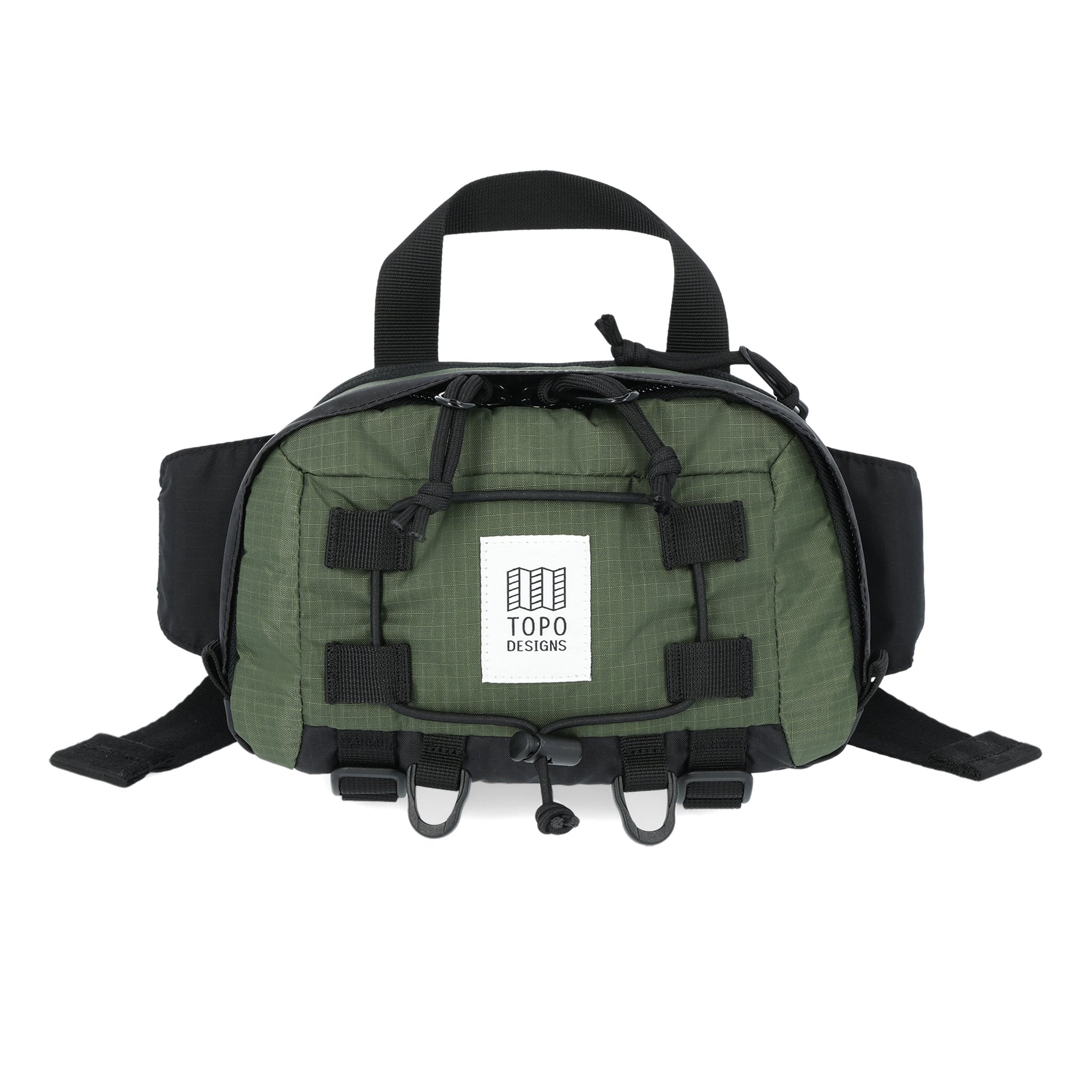 Topo Designs Mountain Hip Pack lumbar bum bag in Olive green.