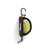 General shot of yellow interior of Topo Designs Taco Bag carabiner key clip keychain bag in recycled black nylon.