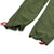 Detail shot of the Topo Designs Women's Coverall in olive green showing pant leg hem cinch cords.