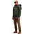Front model shot of Topo Designs Men's Dirt Pants 100% organic cotton drawstring waist in "Dark Khaki" brown.