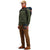 Front model shot of Topo Designs Men's Dirt Crew sweatshirt in 100% organic cotton in "olive" green