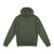 Back of Topo Designs Men's Dirt Hoodie 100% organic cotton French terry sweatshirt in "olive" green.