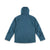 Back of Topo Designs Men's Mountain Parka waterproof shell jacket in "Pond Blue"