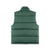 Back of Topo Designs Men's Mountain Puffer recycled insulated Vest in "Forest" green.