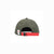 Back of Topo Designs Nylon Ball Cap Split Topo embroidered logo hat in "forest" green