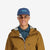 Front model shot of Topo Designs Nylon Ball Cap Split Topo embroidered logo hat in "pond blue"