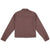 Back of Topo Designs Women's Dirt Jacket 100% organic cotton shirt jacket in "peppercorn" brown purple