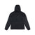 Back of Topo Designs Women's Global Puffer recycled insulated packable Hoodie jacket in "black"