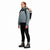 Side model shot of Topo Designs Women's Puffer Primaloft insulated Hoodie jacket in "slate" blue