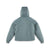 Back of Topo Designs Women's Puffer Primaloft insulated Hoodie jacket in "slate" blue.