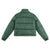 Back of Topo Designs Women's Puffer recycled insulated Jacket in "Forest" green.