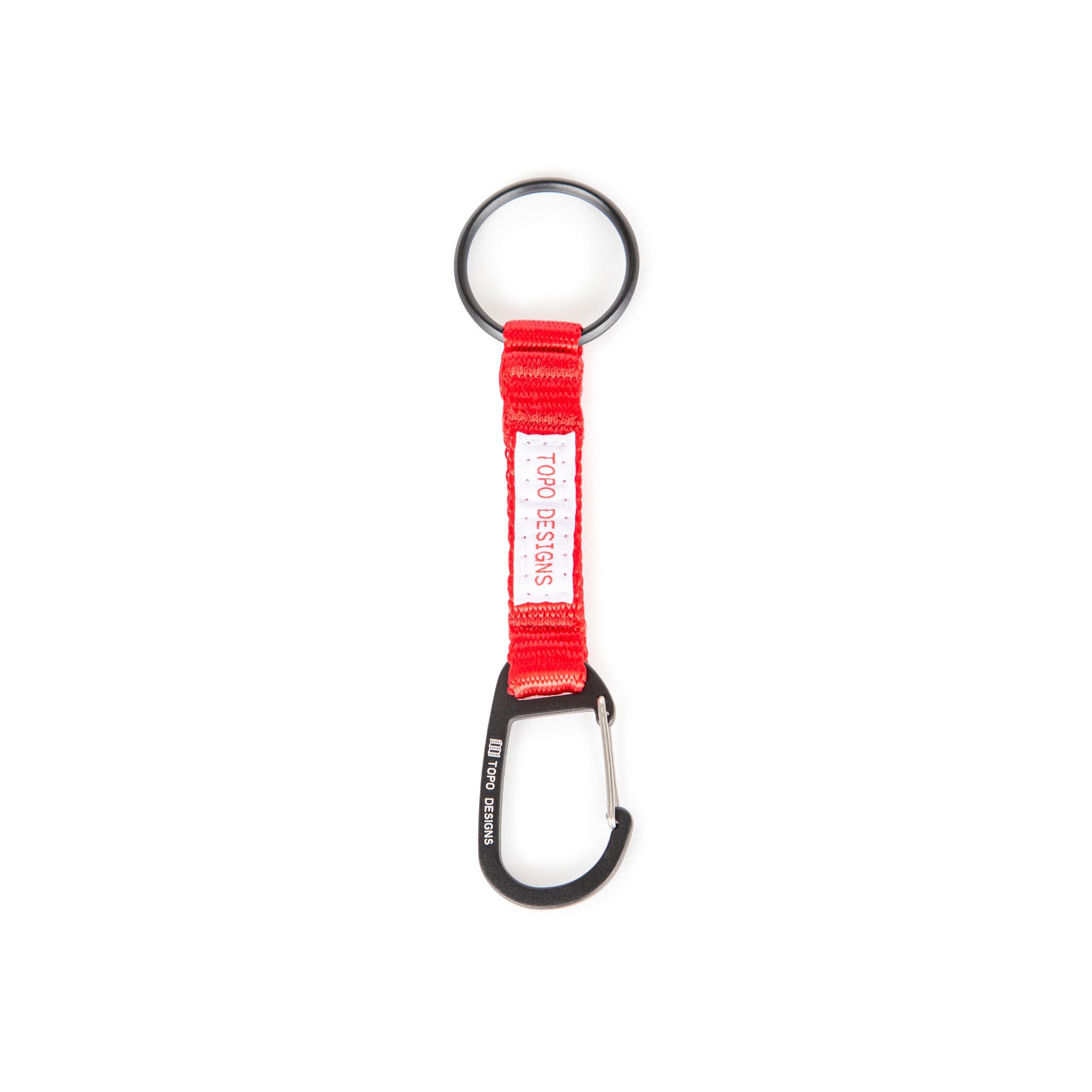 Topo Designs Key Clip carabiner keychain in "Red".
