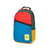 Topo Designs Light Pack laptop backpack in Blue/Red/Forest green.