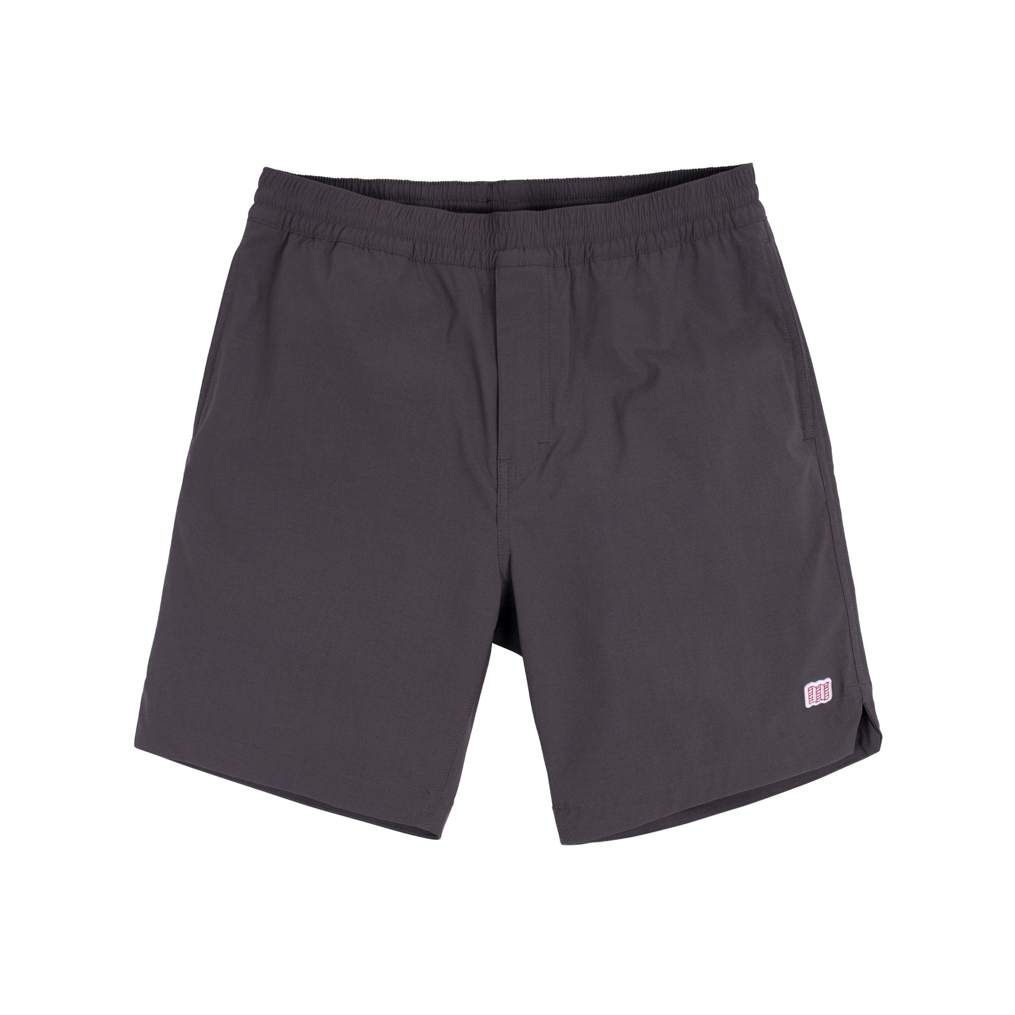 Topo Designs Men's Global lightweight quick dry travel Shorts in Charcoal gray.