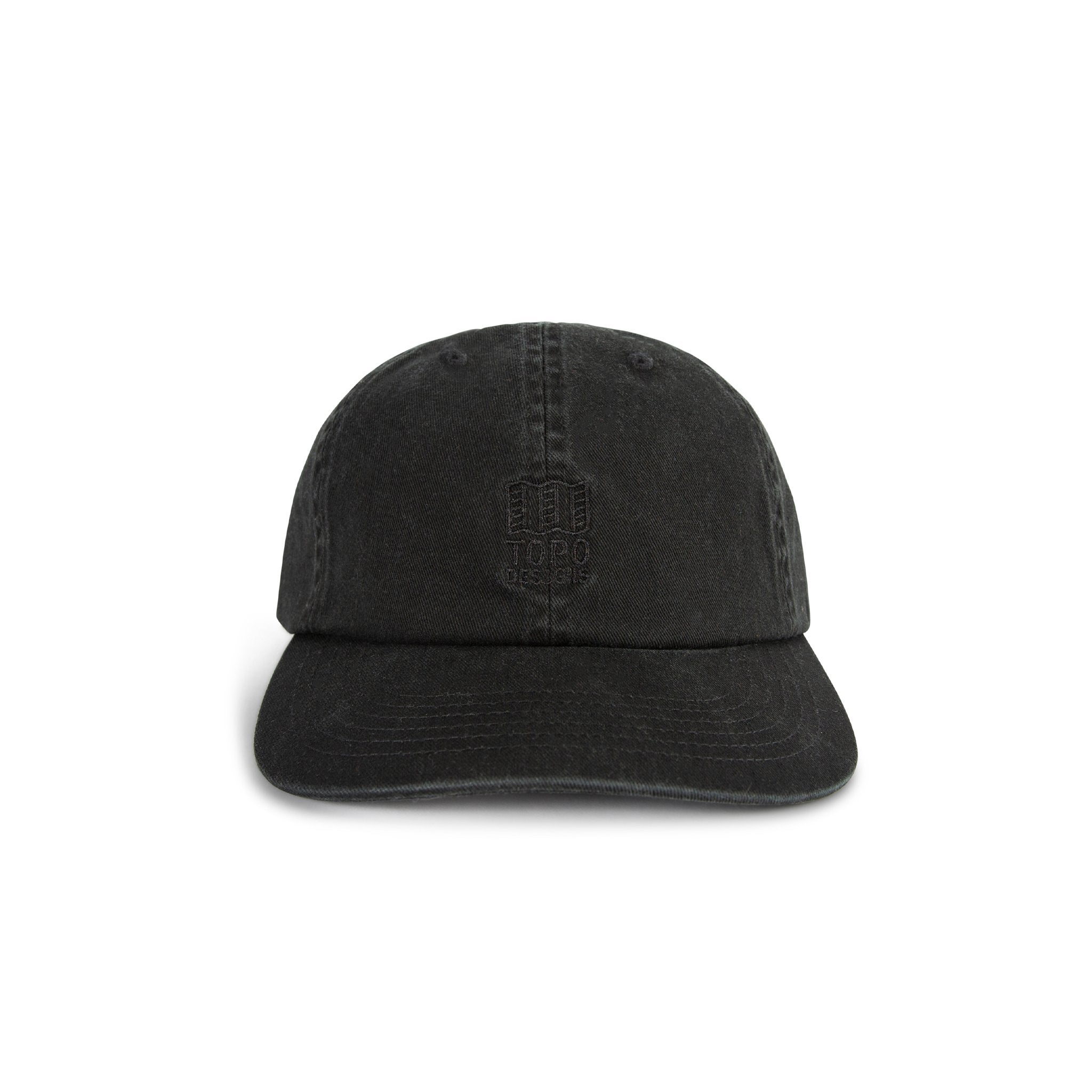 Topo Designs Mountain Ball Cap cotton logo hat in "Black".