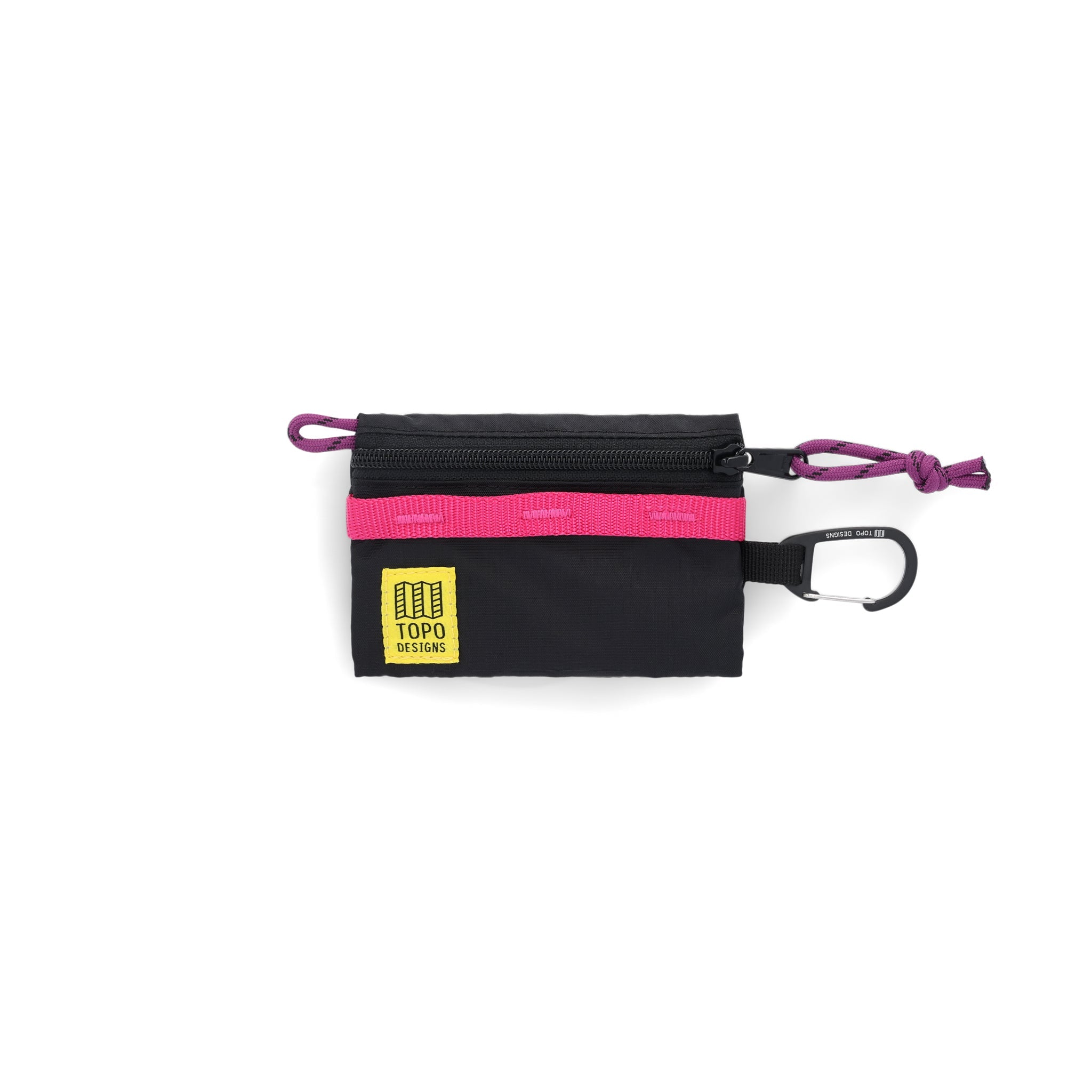 Topo Designs Mountain Accessory Bag carabiner clip pouch keychain wallet in "Black" lightweight recycled nylon.