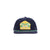 Topo Designs Corduroy Trucker Hat with Peaks & Valleys graphic patch on "Navy" blue.