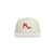 Topo Designs Corduroy Trucker Hat with embroidered Sunset graphic in natural white.
