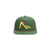 Topo Designs Corduroy Trucker Hat with embroidered Sunset graphic in olive green.