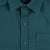 General shot of Topo Designs Men's Short Sleeve Dirt Shirt in pond blue showing close-up of collar, buttons, and check pocket.