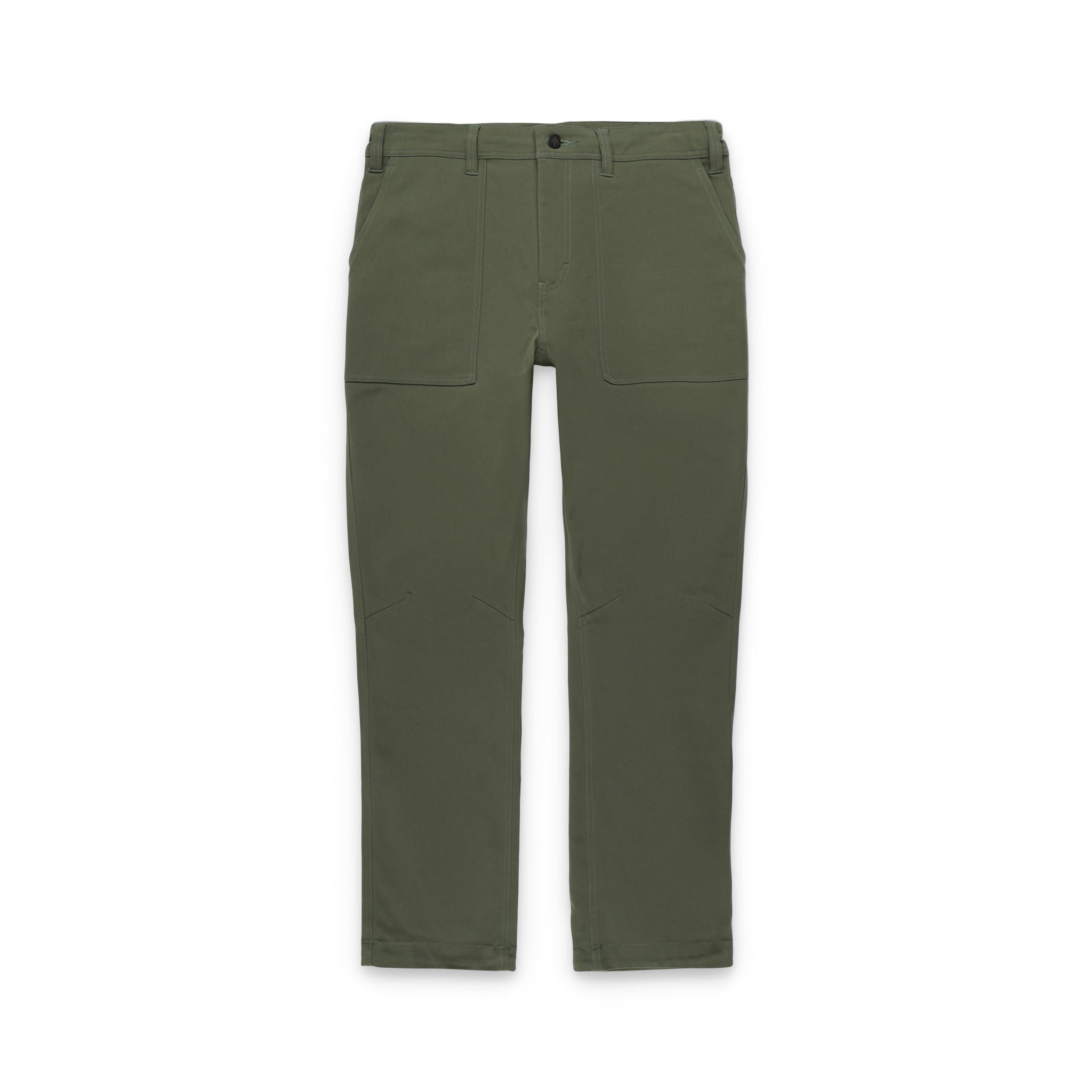 Topo Designs Men's Global Pants lightweight cotton nylon travel pants in olive green.