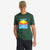 Topo Designs Men's Reflecting Peaks short sleeve graphic t-shirt in 100% organic cotton forest green on model.
