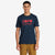 Topo Designs Men's Topo Fade Tee 100% organic cotton graphic logo short-sleeve t-shirt in navy blue.