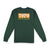 Back of Topo Designs Men's Wordblock Long Sleeve Tee 100% organic cotton logo graphic t-shirt in forest green.