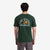 General shot back view of Topo Designs Men's Alpenglow Tee 100% organic cotton graphic short sleeve t-shirt in "forest" green.