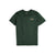 Front View of Topo Designs Men's Alpenglow Tee 100% organic cotton graphic short sleeve t-shirt in "forest" green.