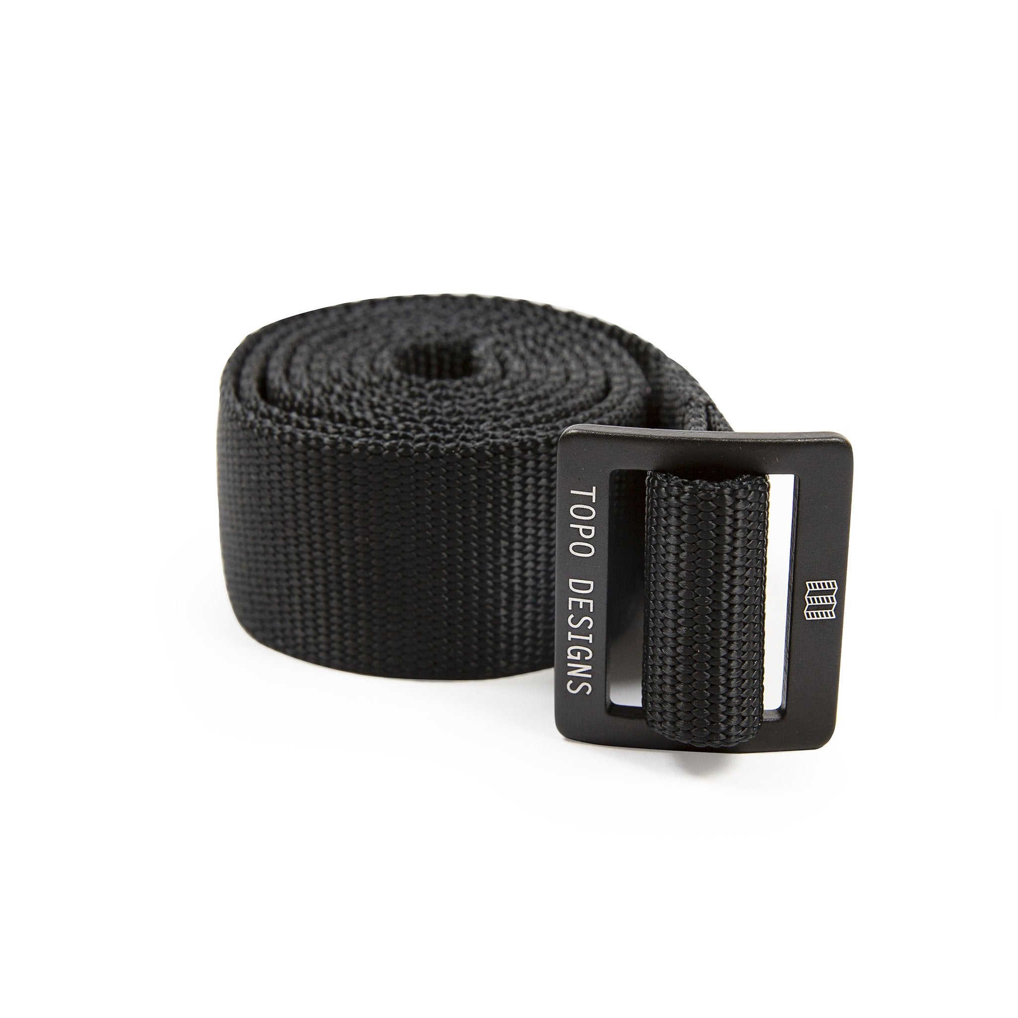 Topo Designs web belt in black with black buckle