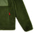 General detail shot of Topo Designs Men's Sherpa Jacket in Olive green showing sherpa fleece sleeve and hand zipper pocket.