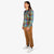 3/4 front model shot of Topo Designs Men's Field Shirt Plaid in Olive Multi