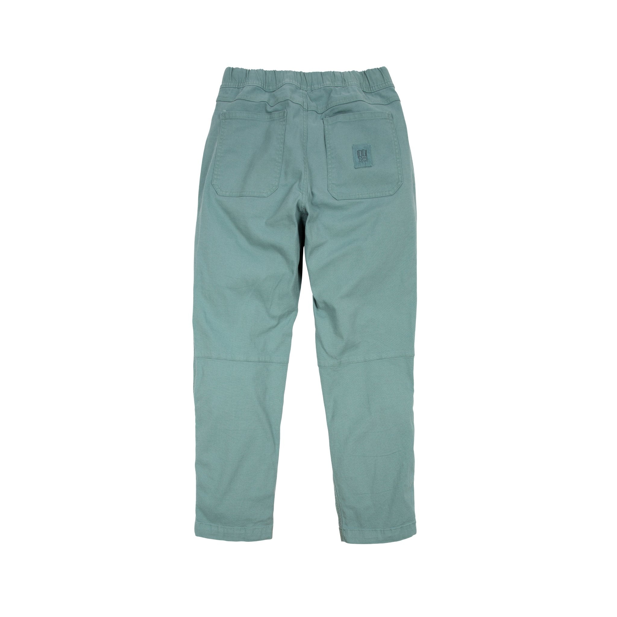 Rückseitige Produktaufnahme der Topo Designs Damen Dirt Hose in "Sage" grün.