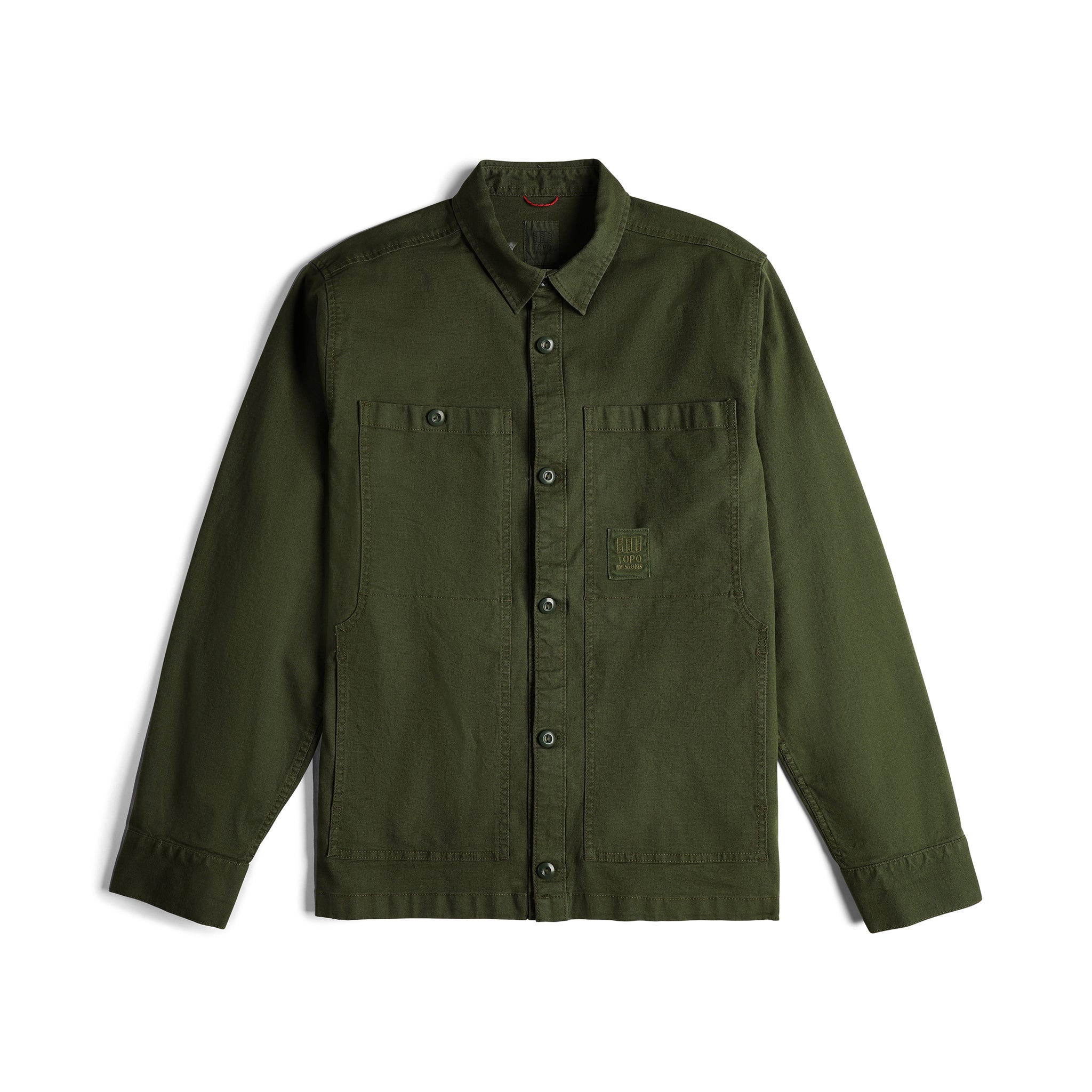 Topo Designs Herren Dirt Shirt Jacke in "Olive" grün.