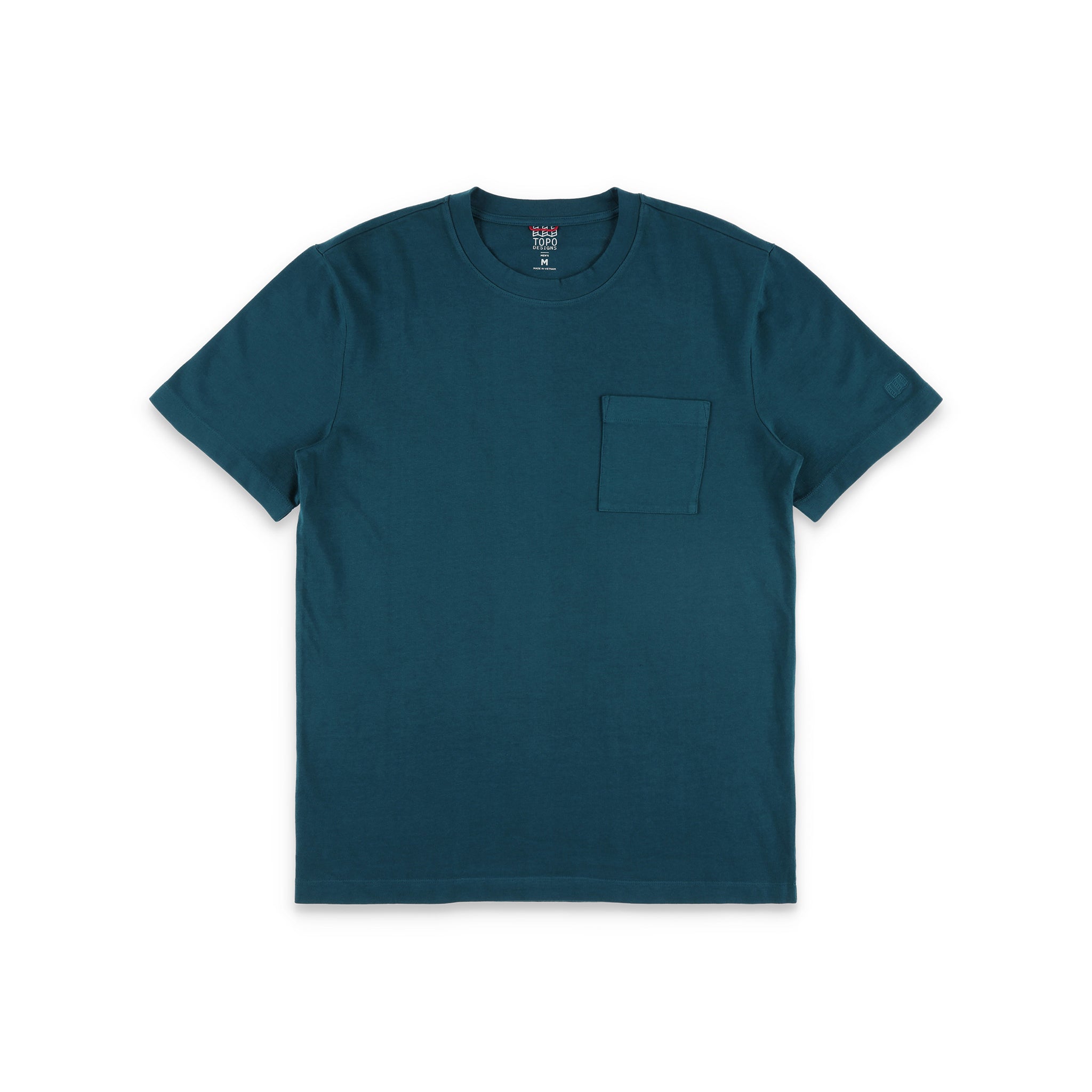 Topo Designs Herren Dirt Pocket Tee Kurzarm-T-Shirt aus 100% Bio-Baumwolle in "pond blue".