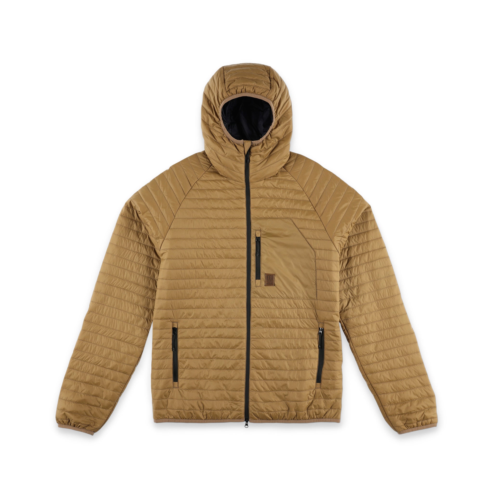 Topo Designs Herren Global Puffer packbare recycelte isolierte Hoodie Jacke in "dunkel khaki" braun