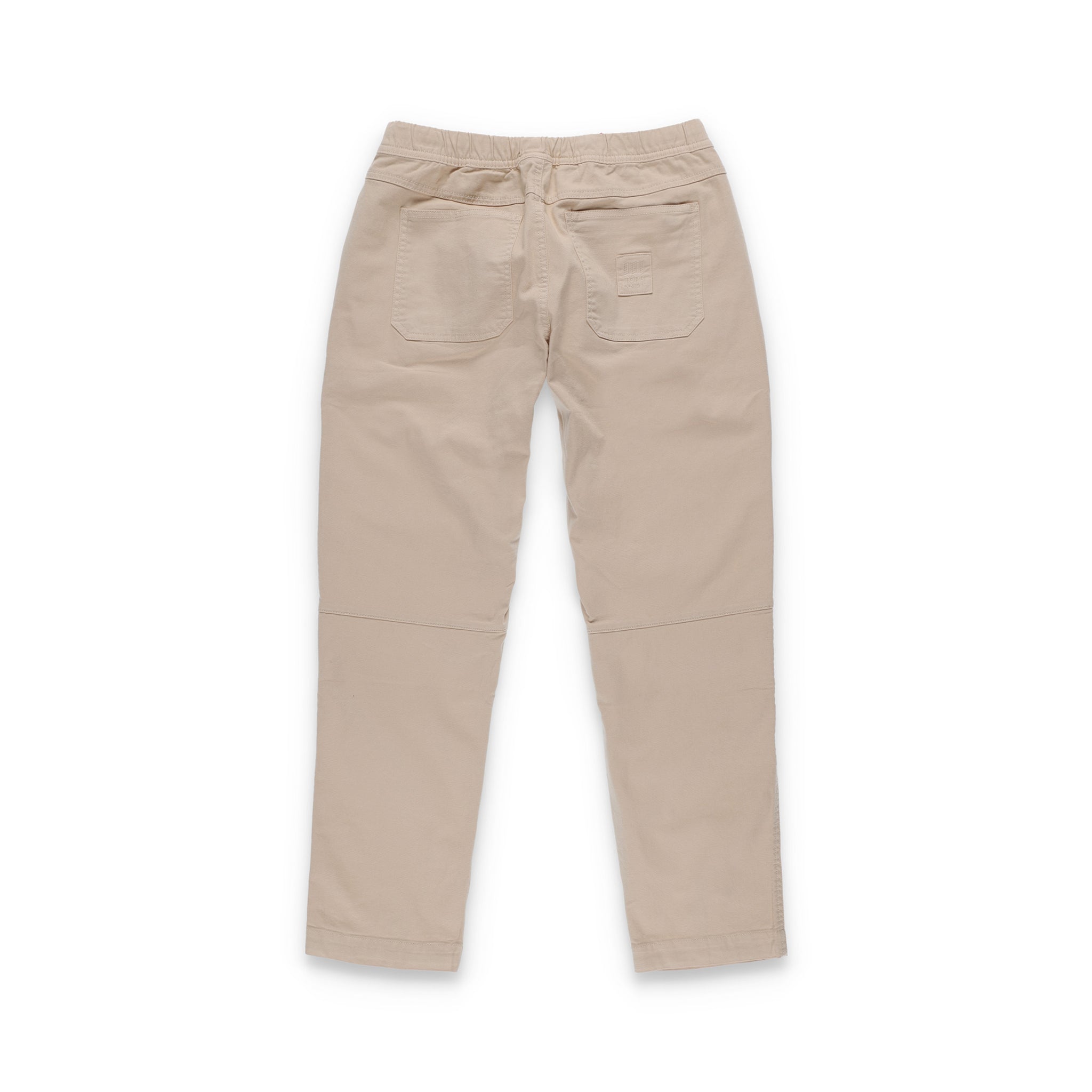 Rückseite der Topo Designs Damen Dirt Hose aus 100% Bio-Baumwolle mit Kordelzug in der Taille in "Sand" weiß