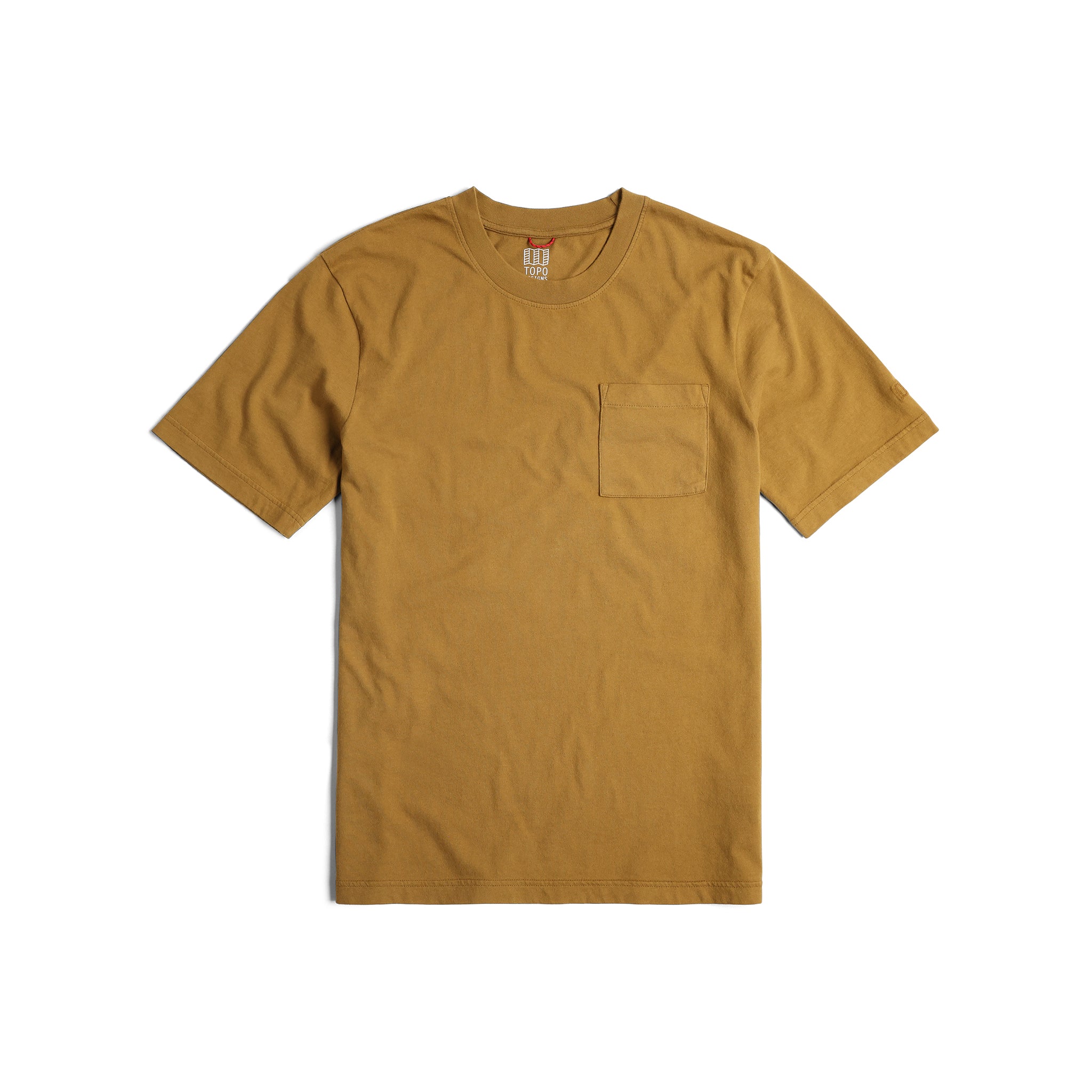 Topo Designs Herren Dirt Pocket Tee Kurzarm-T-Shirt aus 100% Bio-Baumwolle in "Dark Khaki".